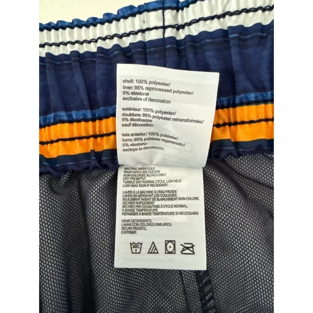 Speedo Mens XL Swim Trunks Blue Striped Board Shorts Mesh Liner 7784576